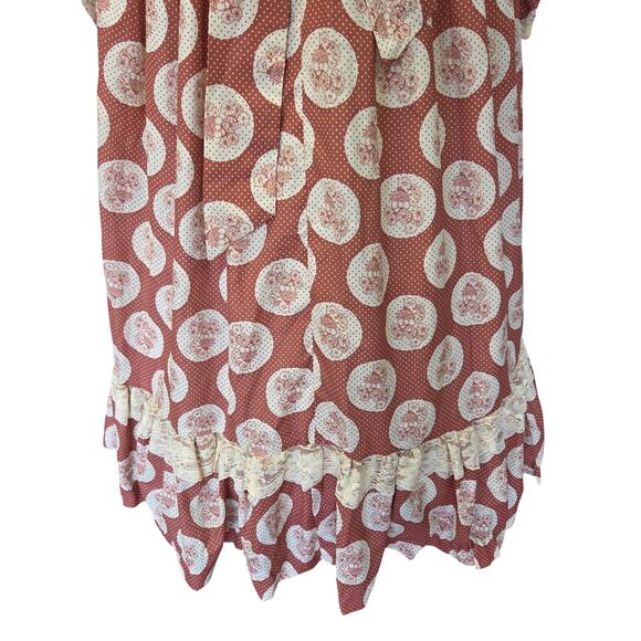 Gunne Sax Red Floral Milkmaid Maxi Dress Size 13 Calico Vintage 70s Prairie - Picture 12 of 14